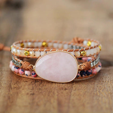 Lucky Heart Pink Quartz Wrap Bracelet-Your Soul Place